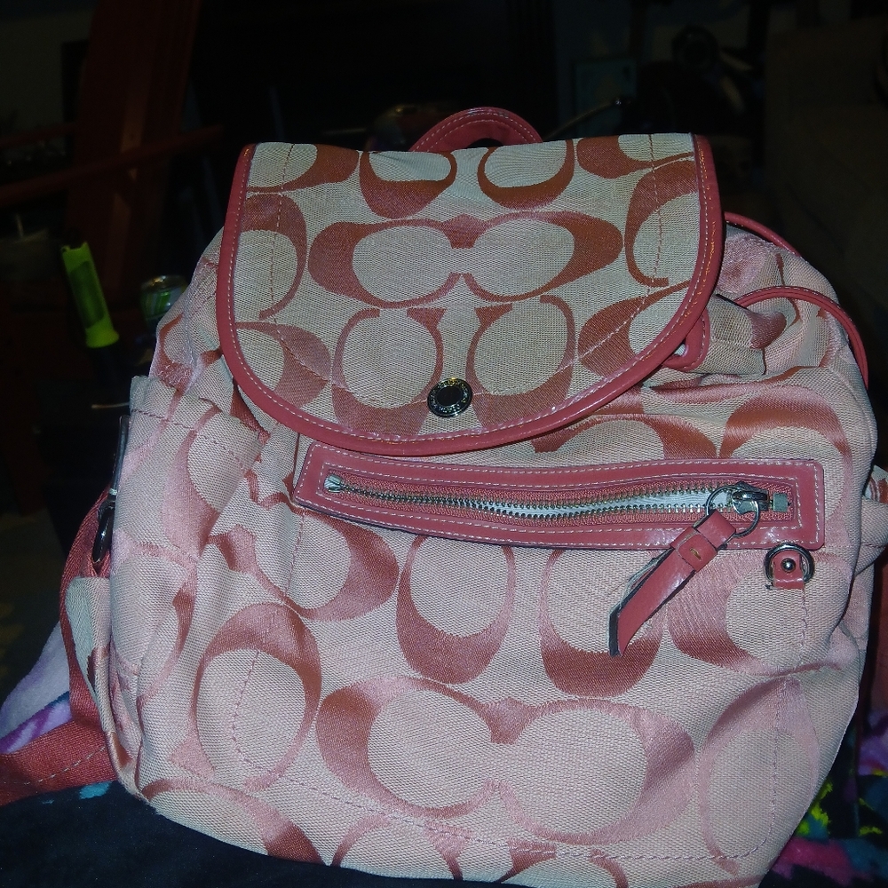 Coach Pink and Tan Women's Backpack